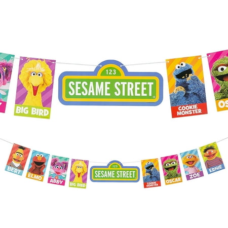 7 ft. x 7" Sesame Street Party Characters Ready-to-Hang Garland