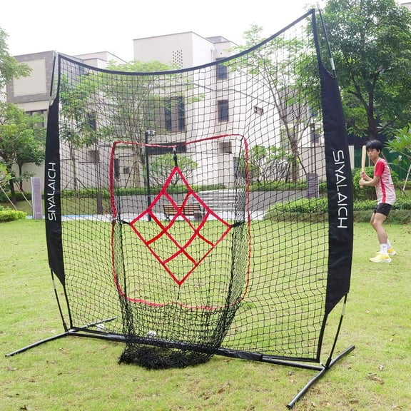 7 ft x 7 ft Baseball & Softball Hitting Net for Kids and Adults -  Training Aid with Adjustable Tee