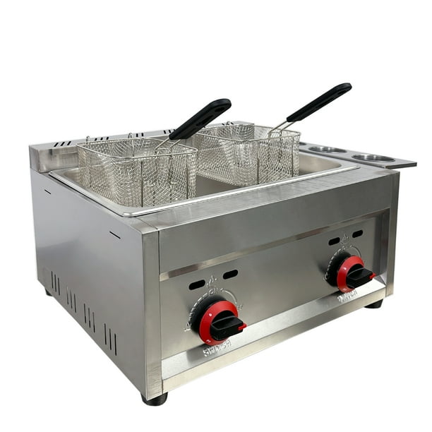 7 gallon Commercial Countertop Deep Fryer 2 Basket Propane (LPG) FY13
