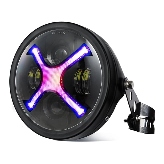 7" headlight with housing X-Style RGB DRL For CB400 CB1300 Vulcan custom XS650