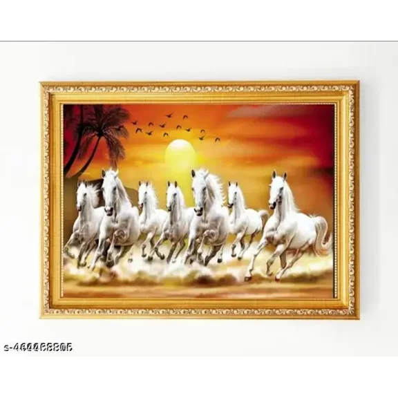 7 horse running horse Golden photo frame. 912 inch