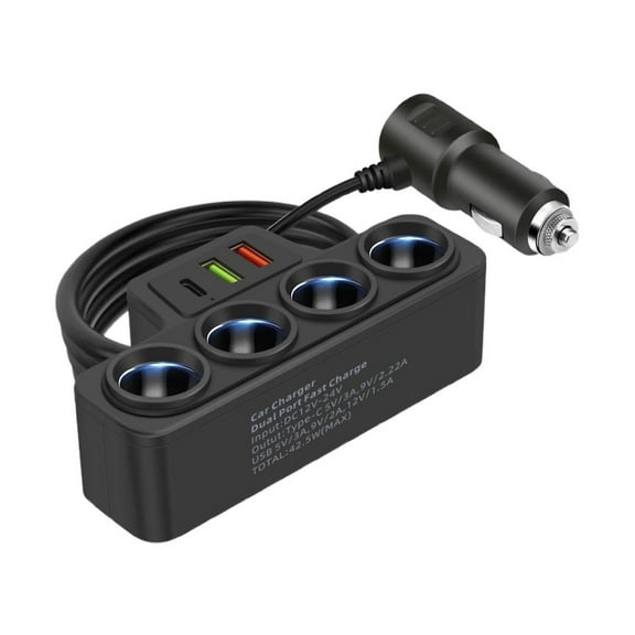 7-in-1 4Way Car Cigarette Lighter Socket Splitter Fast Adapter Charger W1B3