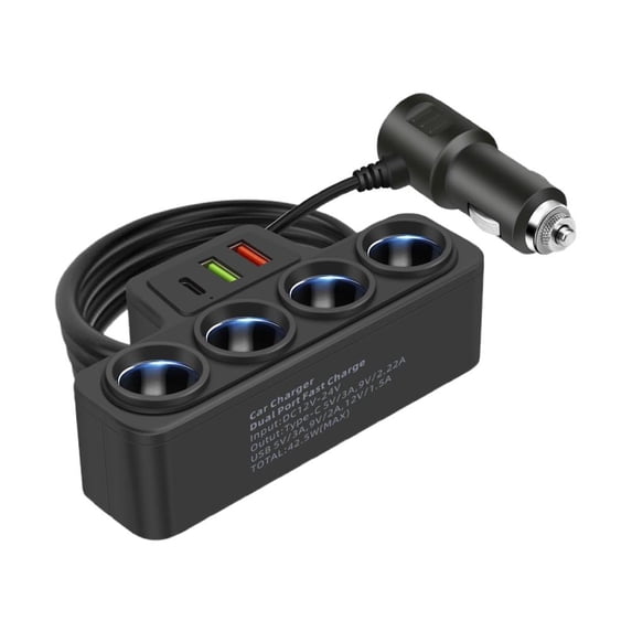 7-in-1 4Way Car Cigarette Lighter Socket Splitter Fast Adapter Charger W1B3