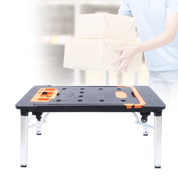 7-in-1 Adjustable Height Multifunctional Work Platform, Foldable Mobile Scaffolding Cart with Wheels for Construction Auto Repair
