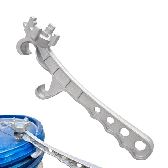 7-in-1 Aluminum Bung Wrench, Heavy Duty Non Sparking Drum Opener Tool for 5-55 Gallon Barrels, Metal Bucket Lid Remover, Aluminum Pail Cap Wrench for Workshop Garage Industrial Use