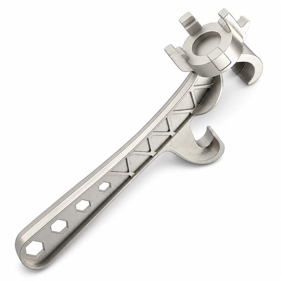 7-in-1 Aluminum Bung Wrench, Non-Sparking Heavy Duty Drum Opener, Fits 5-55 Gallon Drums & Bung Caps for Home, Garage & Industrial Use