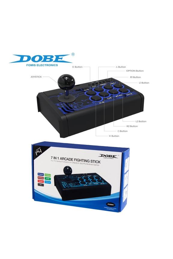 7-in-1 Arcade Fight Stick - Wired Joystick for Switch, PS4, PS3, Xbox, PC & Android | Ergonomic Design, 8-Button Layout, Turbo Function for Fighting Games (Street Fighter, Tekken, Mortal Kombat)