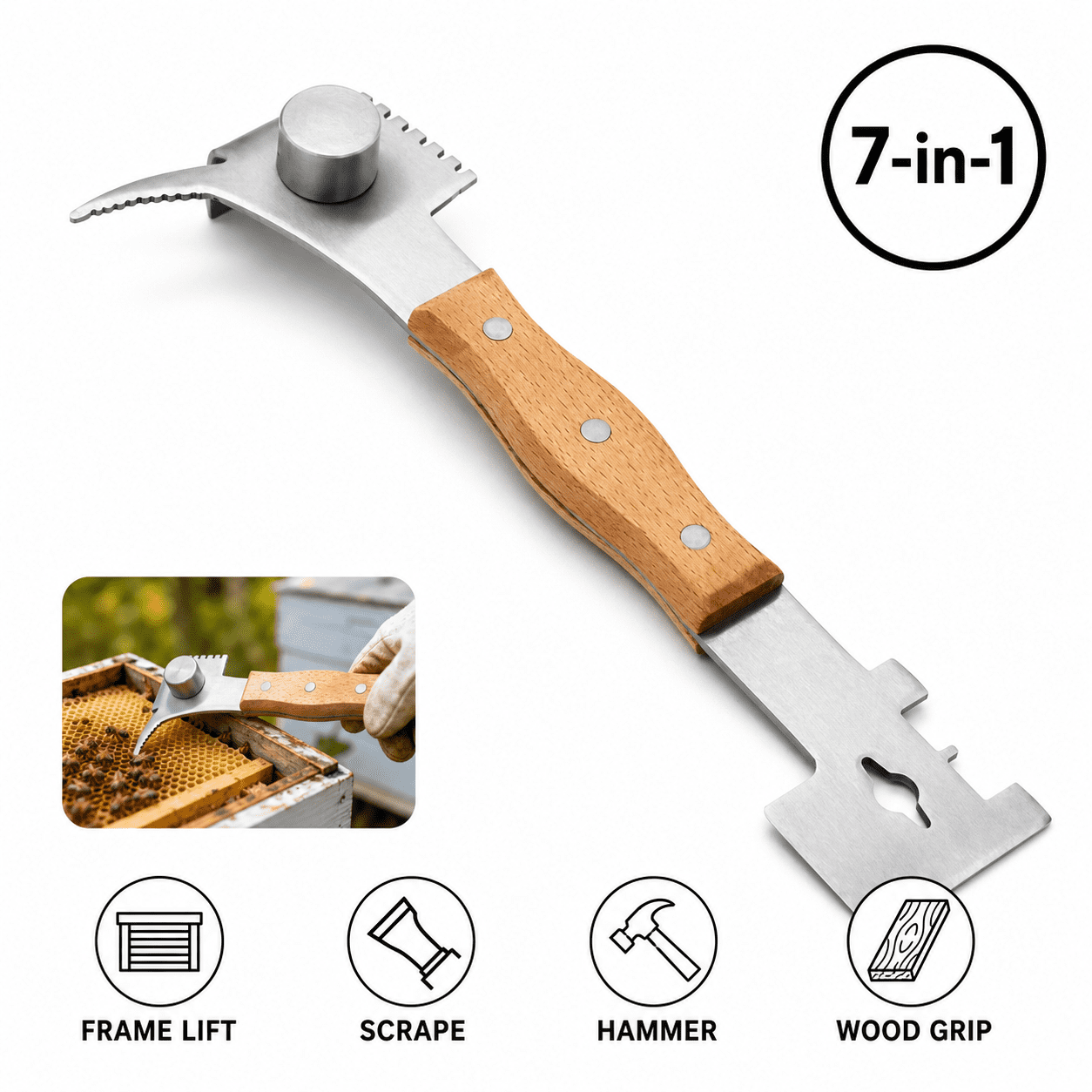 7-in-1 Beekeeping Hive Tool, 10.8
