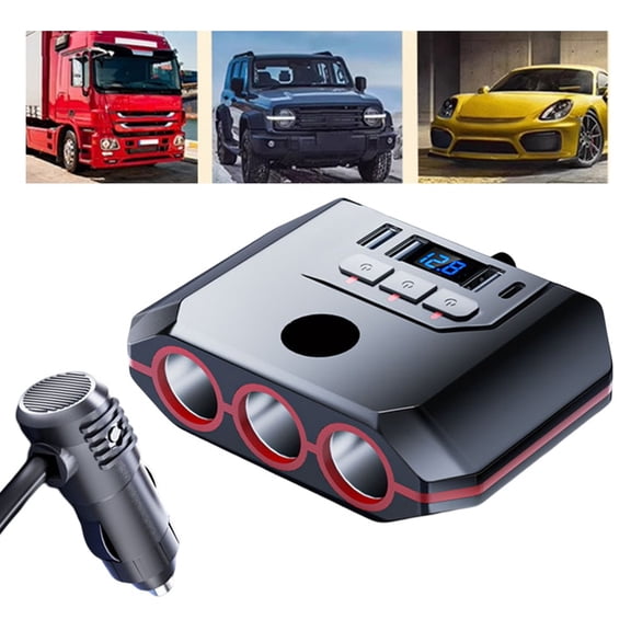 7 in 1 Car Splitter 120W Car Charger Adapter 12V/24V Charging Cable Splitter