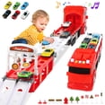 thumbnail image 1 of 7 in 1 Carrier Truck Toy Cars for Toddlers 1-3 with Light and Sound, Christmas Birthday Gifts, Red, 1 of 7