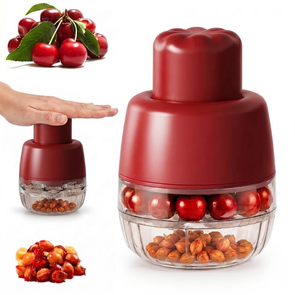 7-in-1 Cherry & Olive Pitter Tool, Handheld Cherry Pitter Plunger, Quick Release Multi Cherry PitterTool, Remove 7 Stones One Time, Fruit Pit Stoner for Kitchen CherryJam