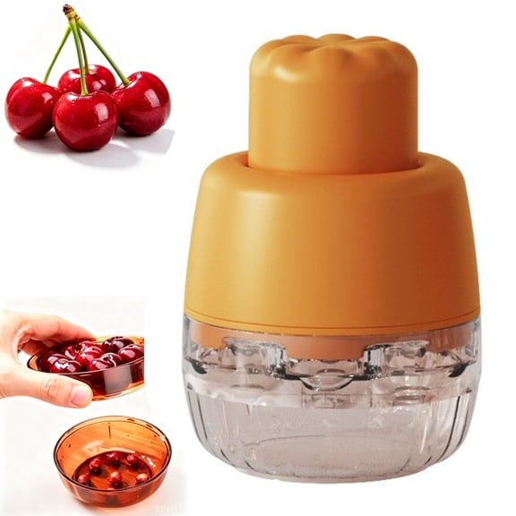 7-in-1 Cherry & Olive Pitter Tool, Handheld Cherry Pitter Plunger, Remove 7 Stones One Time, Fruit Pit Stoner for Kitchen CherryJam