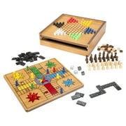 7-in-1 Combo Game - Chess, Ludo, Chinese Checkers, Checkers, Backgammon, Dominoes, Tic-Tac-Toe for Adults and Kids