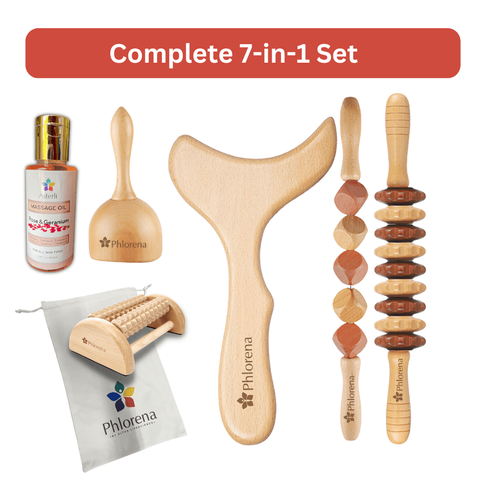 7-in-1 Complete Wood Therapy Maderoterapia Tool Set With Massage Oil ...