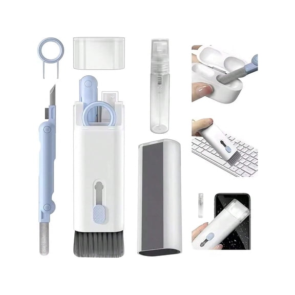 7-in-1 Computer Keyboard Cleaning Brush Set - Earphone Cleaning Pen, Keycap Puller Kit, Keyboard Cleaning Tools Blue