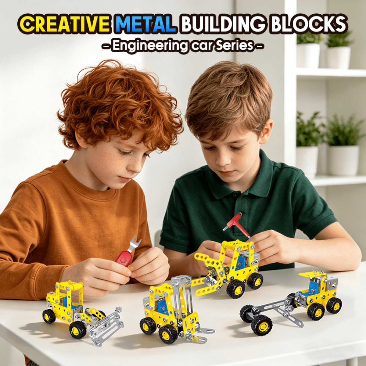 7 in 1 Construction Vehicle Building Set for Kids Age 8-12, Engineering Creative Toys with 180Pieces Building Blocks for Boys Birthday Gifts