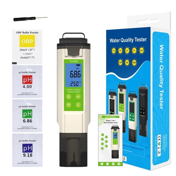 7-in-1 Digital PH Salinity Temp ORP TDS EC Water Quality Tester 0.01 Resolution For Aquarium Saltwater Pool Hydroponics ,Multifunctional