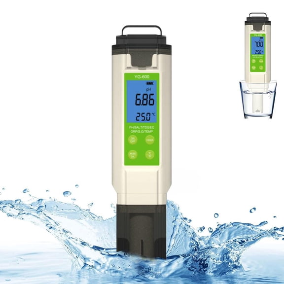 7-in-1 Digital Water Quality Tester for pH, TDS, EC, Salinity & Temperature, IP67 Waterproof