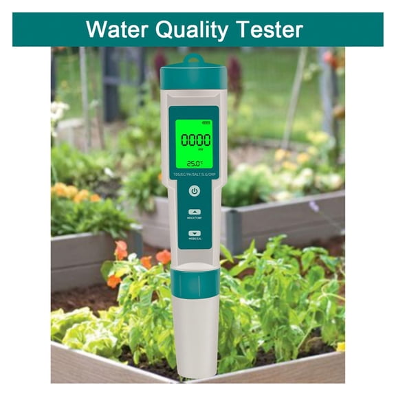 7-in-1 Digital Water Quality Tester, pH/TDS/Salinity/Temp Meter, IP67 Waterproof Water Test Pen, Backlit LCD Display, For Drinking Water Aquarium Pool