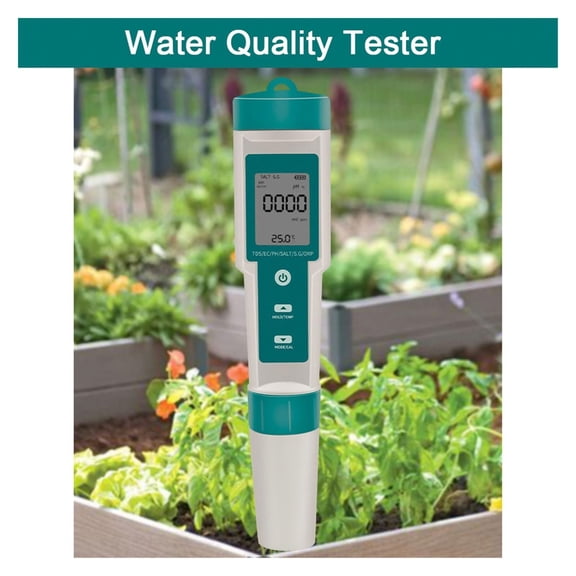 7-in-1 Digital Water Quality Tester, pH/TDS/Salinity/Temp Meter, IP67 Waterproof Water Test Pen, Backlit LCD Display, For Drinking Water Aquarium Pool