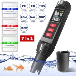 OAZOUF 7 in 1 Digital Water Tester, PH/TDS/EC/SALT/SG/ORP/TEMP, Water Tester Pen for Drinking Water Hydroponics Plant Fish Tank, Pool Salt Tester
