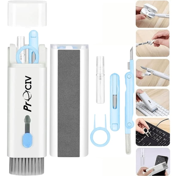 7-in-1 Electronic Cleaner Kit for Airpods Laptop Cleaner, Keyboard Cleaner Kit, Portable Cleaning Kit with Cleaning Pen Brush for iPhone iPad MacBook Screen/Keyboard/Headphones