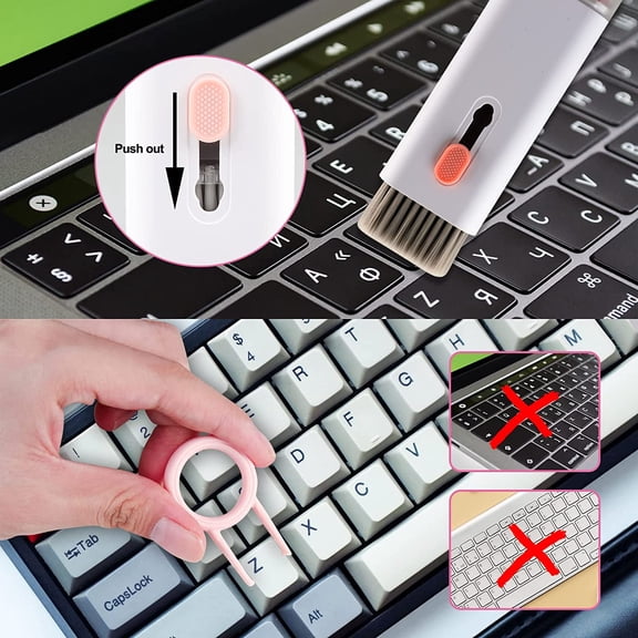 7-in-1 Electronic Cleaning Kit, Keyboard Cleaner, Laptop Cleaning Kit, Suitable for Monitors, Phones, Headphones, LEGO, Laptop Lenses (Pink)