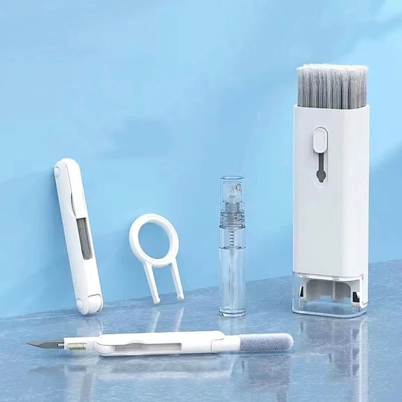 7‑in‑1 Electronic Cleaning Kit, Multifunctional Keyboard Cleaner Brush Tool with Keycap Puller, Spray Bottle, Cleaning Pen, Fiber Wipe for Laptop, Phone, Airpods, Earbuds, Monitor Screen
