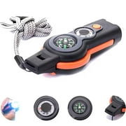 7 in 1 Outdoor Whistle with Lanyard, Camping Hiking and Kayaking Gear Accessory, TIKA