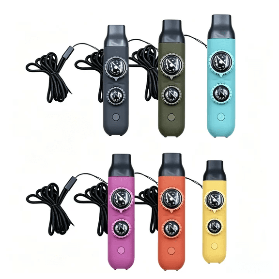 7-in-1 Emergency Whistle Multi-Function Survival Tool with LED Light Compass Thermometer,Portable Winter Rescue Kit for Outdoor Hiking Snowstorm Army Green