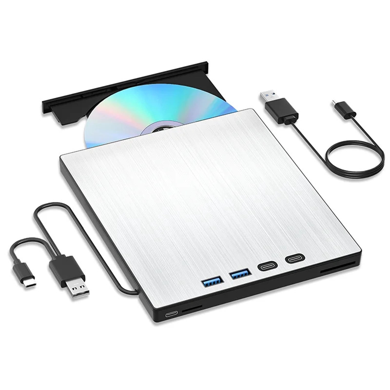 7-in-1 External CD/DVD Drive USB3.0 Type-C Portable CD DVD RW Player ...