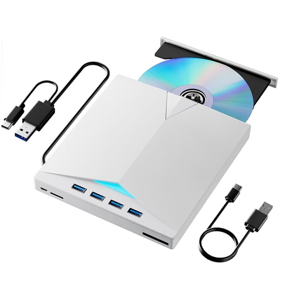 7-in-1 External DVD RW Optical Drive CD Burner Reader Player USB 3.0 Type-c Optical Drive External PC Laptop Desktop