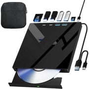 7 in 1 External Drive CD/DVD -/+RW Optical Drives with Storage Bag DVD Burner Player Reader for Laptop Windows MacOS