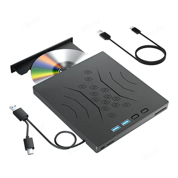 7-in-1 External Optical Drive USB3.0 Type-C Portable CD DVD RW Player for Laptop PC Windows DVD Burner with SD TF Card Slots