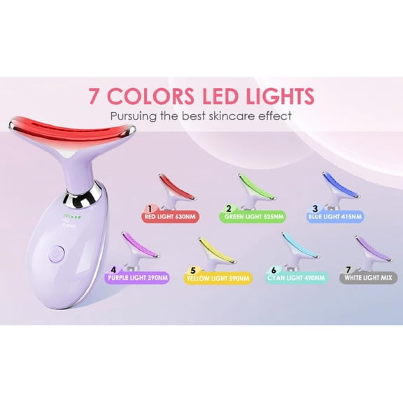 7-in-1 Face Massager Tool with 7 Color LED Light Therapy, Microcurrent Technology for Skin Firming, Wrinkle Reduction, Double Chin Treatment, Face and Neck Massage Device (White)