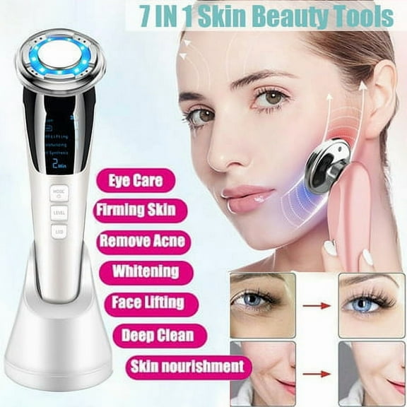7 in 1 Facial Electroporation LED Cold Hot Radio Frequency Skin Care Face Massager Instrument For Face Lift Tighten Wrinkle Removal