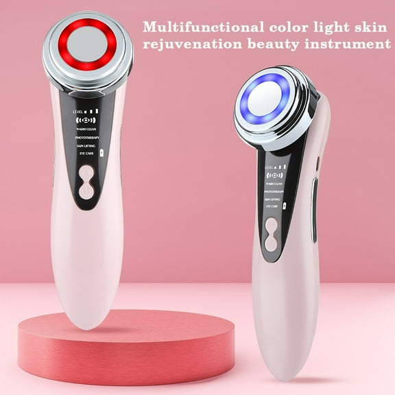 7-in-1 Facial Massager Wand with Heat, Vibration, Red & Blue Light, and EMS Microcurrent, Handheld Skincare Tool for At-Home Spa Routines and Enhancing Product Application