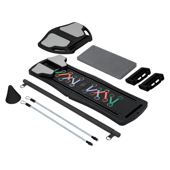 7-in-1 Foldable Pilates Board, Home Workout Equipment with Resistance Bands & Balance Pads, Core Strength Trainer for Abs Legs Arms, for Home Workout, Pilates bed