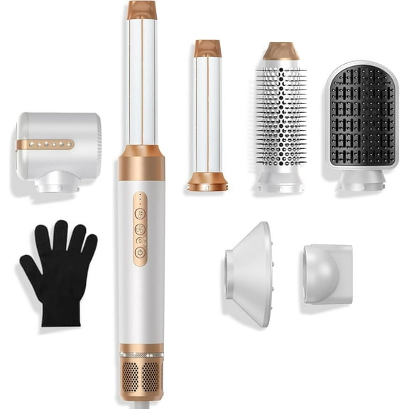 7-in-1 Hair Styler & Dryer Brush Kit with Diffuser - Complete Ionic Hot Air System with Auto-Wrap Curlers for Straight, Wavy & Curly Hair, Includes Storage Case