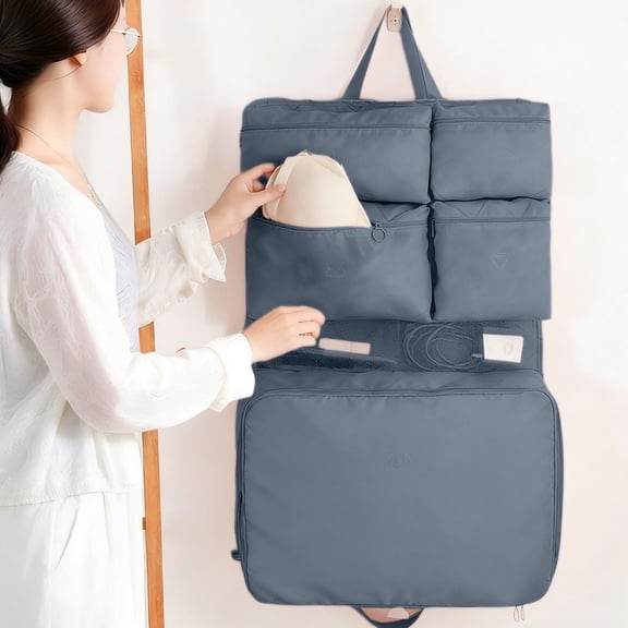 7-in-1 Hanging Packing Cube,Large Capacity Foldable Travel Organizer, Waterproof, Machine Washable, Fits 30" Carry-on, Expandable Packing Cube for Suitcase or Backpack (Gray)