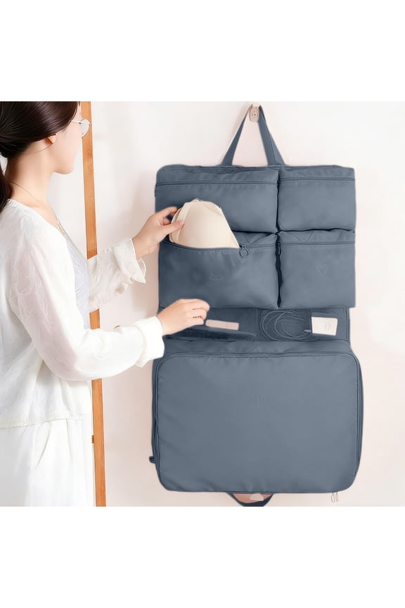 7 in 1 Hanging Travel Packing Organizer Set - Space-Saving Luggage Accessories for Suitcase & Carry-On, Travel Accessories Vacation Essentials - Gray