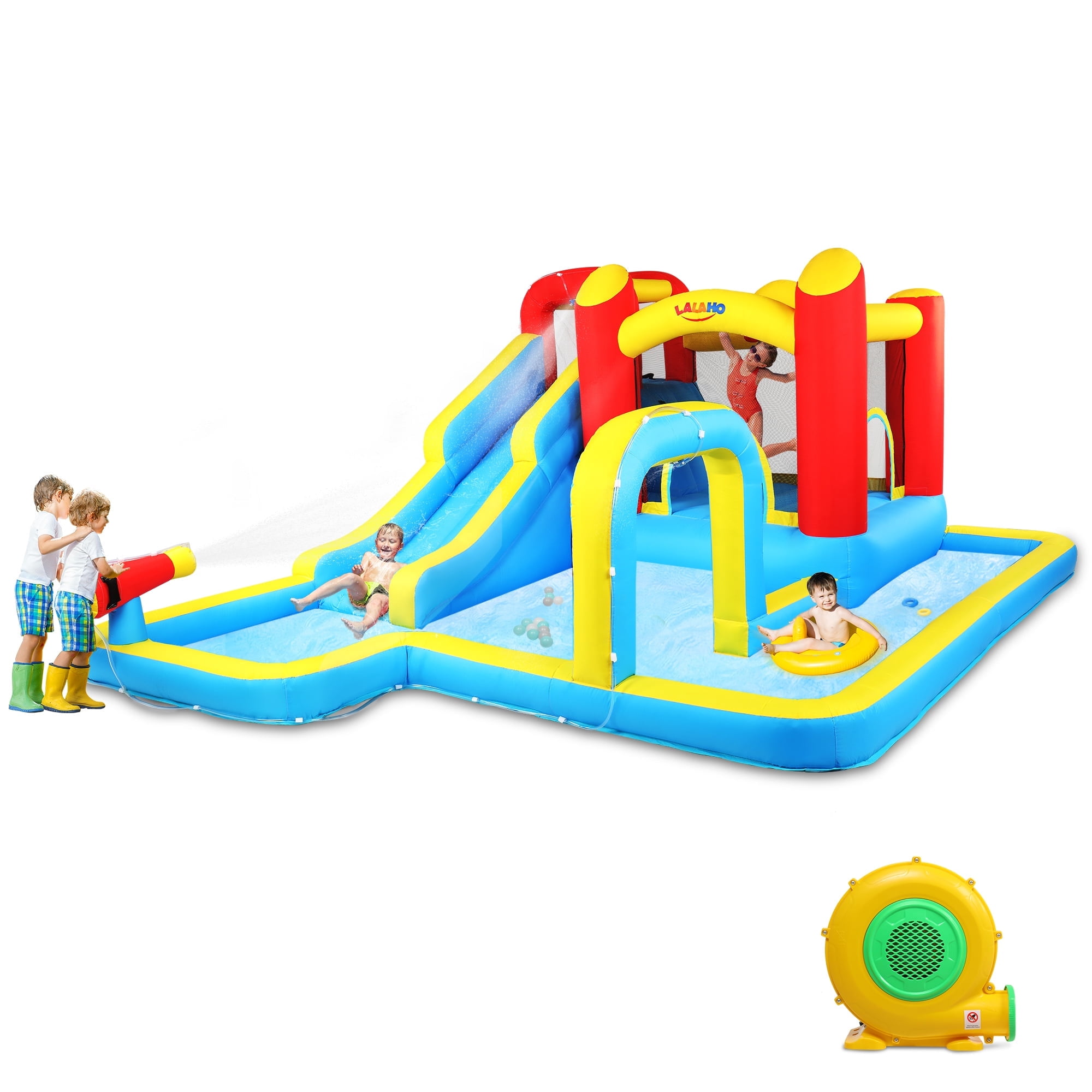 7-in-1 Inflatable Inflatable slide water park bouncing house garden , Splash Pool , Trampoline in Premium 420D Oxford for kids