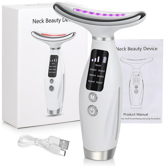 7-in-1 LED Electronic Facial Massager Beauty Neck Instrument Skincare Facial Massager Skin Care Vibration Double Chin Facial Sculpting Tools Face Lifting Equipment The ideal gift for your girlfriend