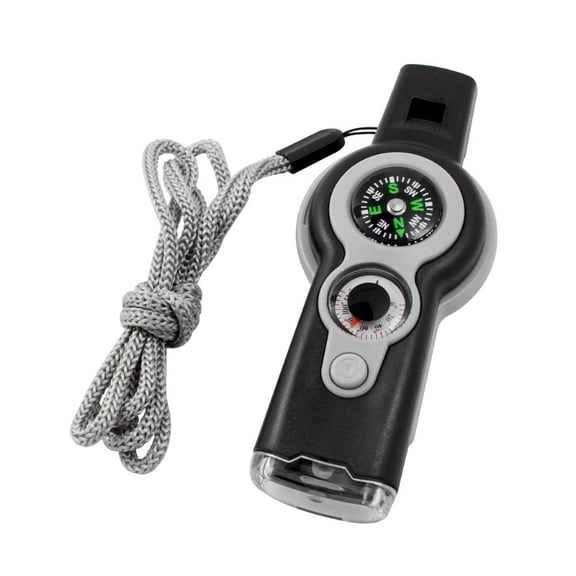 7 in 1 LED Light Whistle Thermometer Compasses Outdoor Survival Emergencies Tool for Camping, Hiking, Hunting Multitool