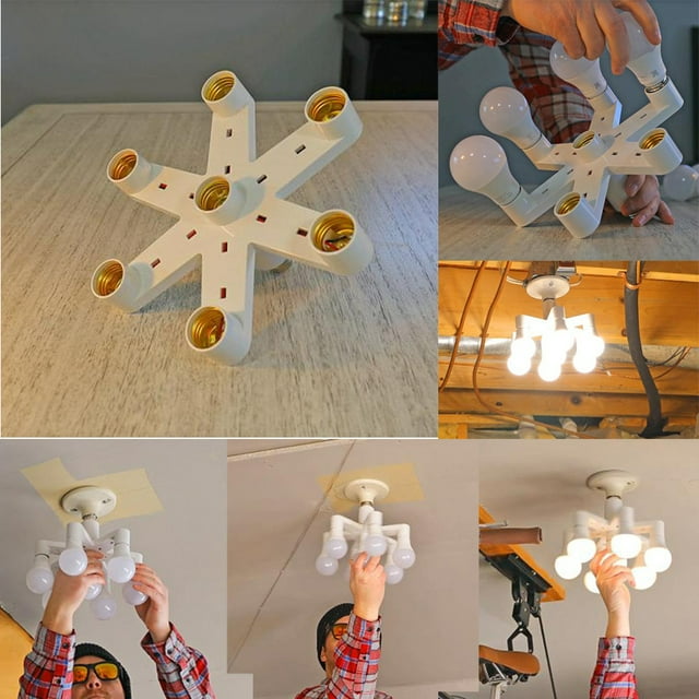 7in1 LightBulb Splitter E27 Base LED Converter Adapter Socket