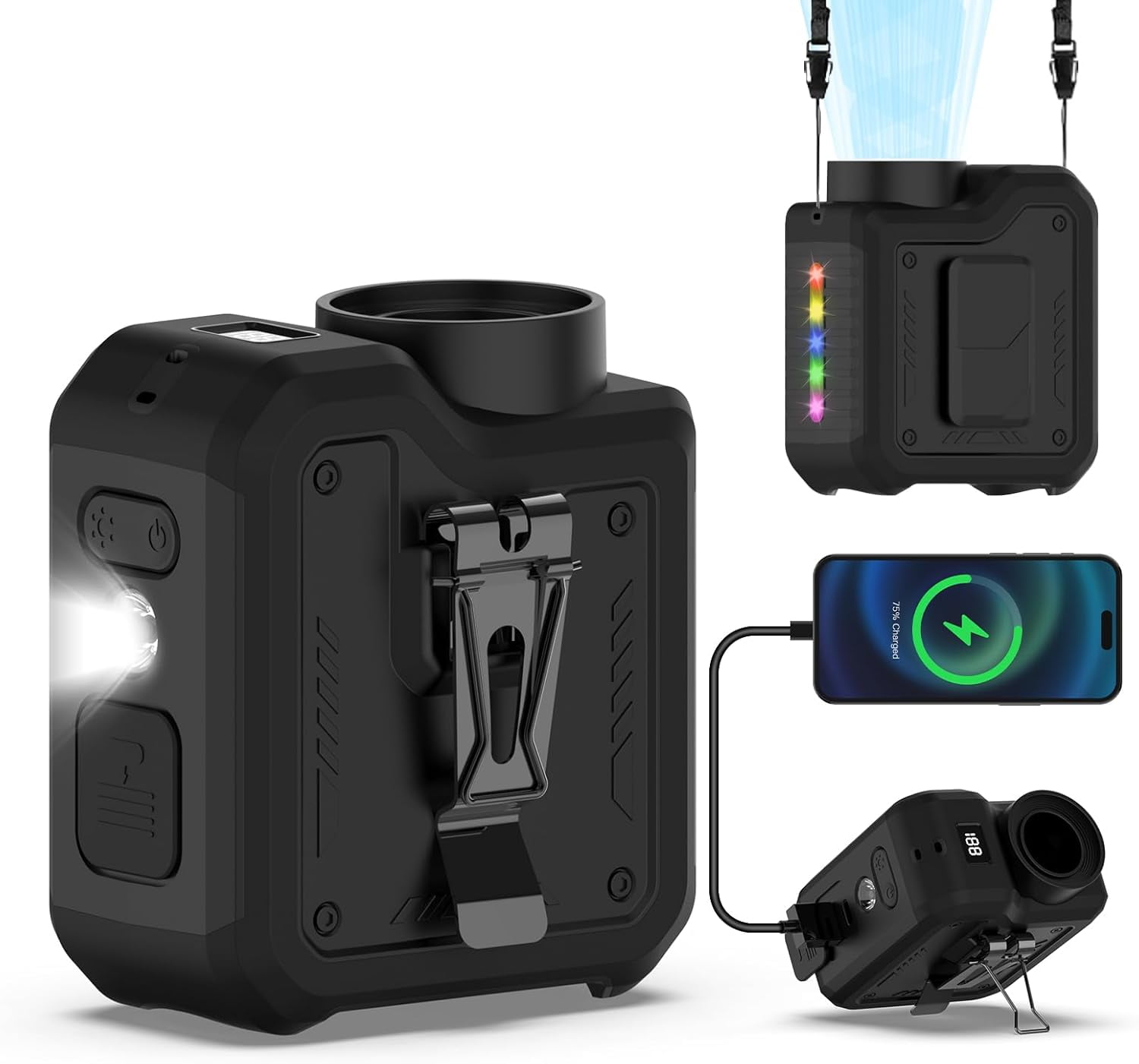 7-in-1 Multi-Use Portable Fan Hands Free Flashlight Etc,Christmas Gifts ...