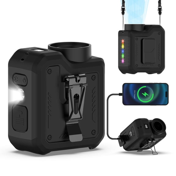 7-in-1 Multi-Use Portable Fan Hands Free Flashlight Etc,Christmas Gifts for Men Women,Turbo Powerful Cooling Personal Fan,10000mAh,24H Lasting,LED Display,Outdoor Travel Camping Fitness Gift (Black)