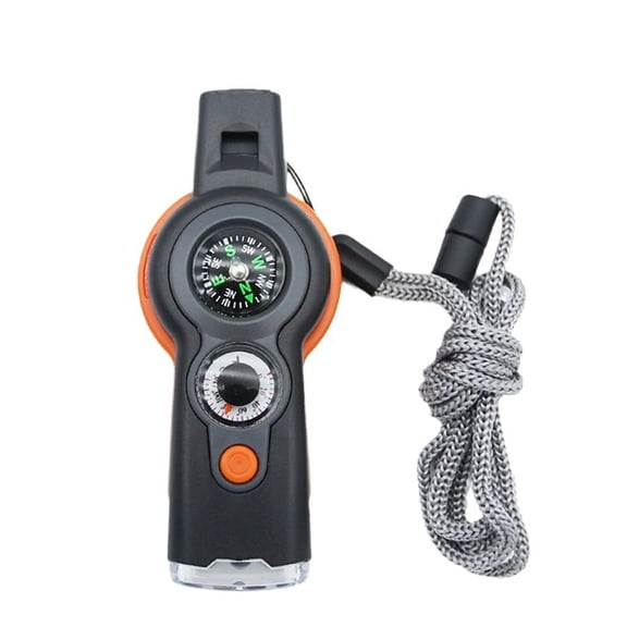 7-in-1 Multifunctional Outdoor Survival Whistle with Compass, Thermometer, Flashlight and More