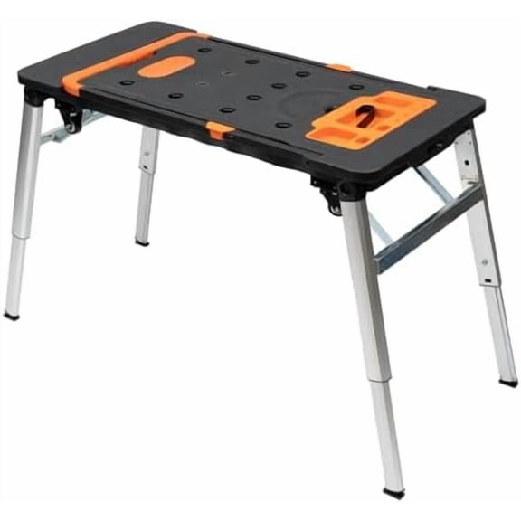 7-in-1 Multifunctional Workbench: Portable Folding Table, Height-Adjustable, 551.16 lbs Capacity. Large DIY Worktop, 4 Wheels. Acts as Handcart, Hand Truck, Car Creeper, Scaffold.