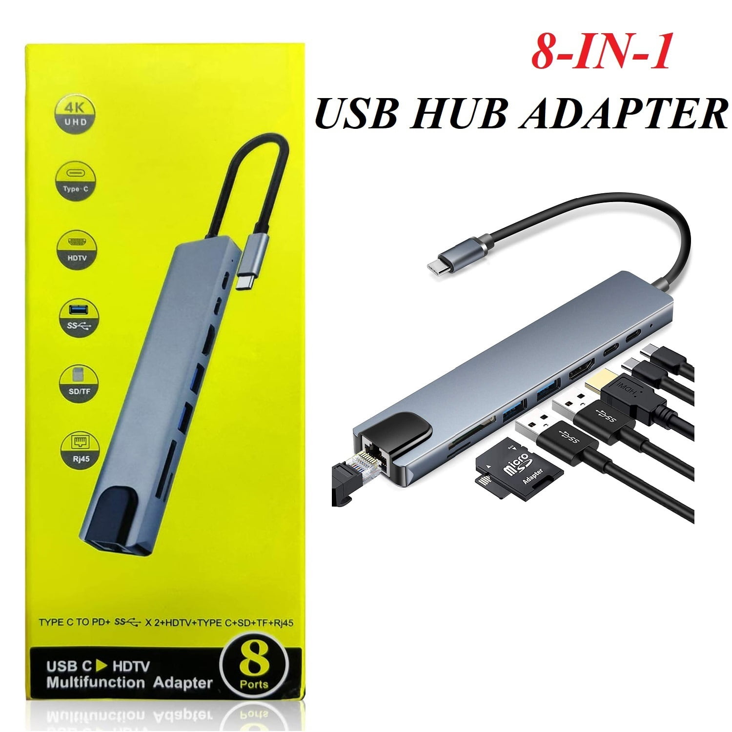 7 in 1 Multiport Docking Station USB-C Hub Type C To USB 3.0 4K HDMI Adapter for Laptop Macbook